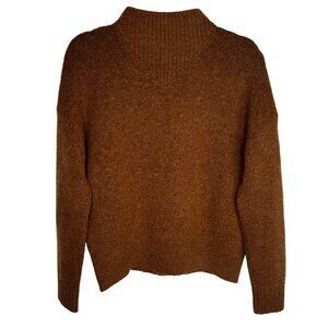 Madewell Womens Sz S Classic Brown Turtleneck Alpaca Wool Blend Sweater Workwear